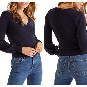 BODEN Maddie Button Cuff Surplice Sweater (US/14)